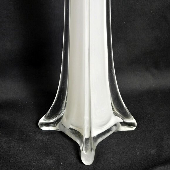 Vintage Clear Glass Floor Bud Vase 16" Tall Trumpet Stretch Flared Base Decor - Picture 2 of 9